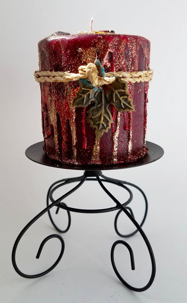 Fall Into Love Dripped Crystal Candle W Garnet
