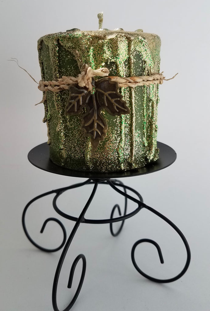 Fall into Prosperity Dripped Crystal Candle With Green Aventurine